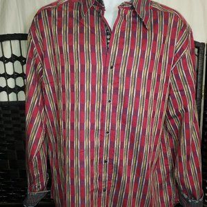 Beautiful Robert Graham Burgundy Stripe Shirt Men's XL